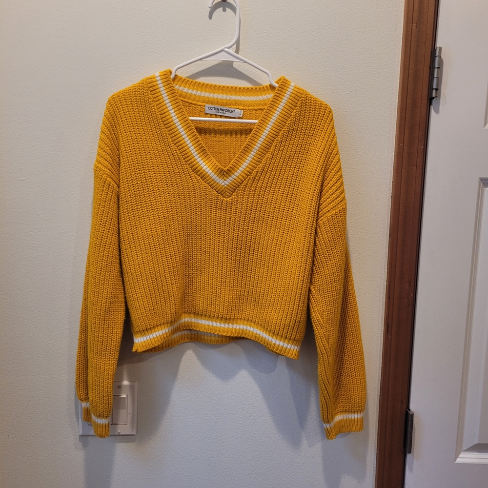 Cotton Emporium Yellow V-Neck Sweater